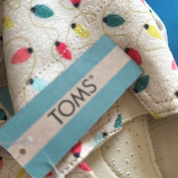 Toms Christmas Lights White Cream 7 Slip On Shoes Holiday Alpargatas - Picture 6 of 6